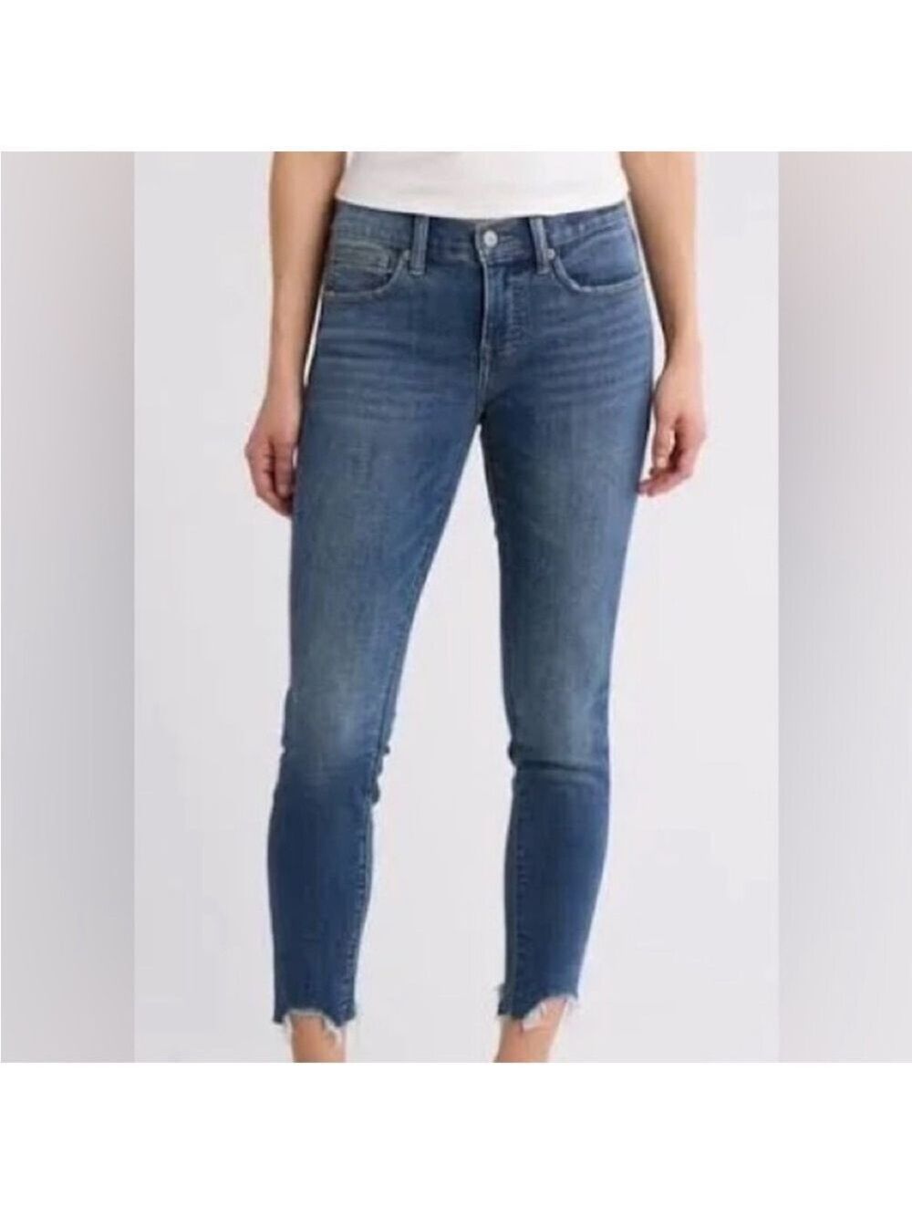 Lucky Brand Bridgette High Rise Skinny Shark Bite Hem Blue Jeans, Size 10/30